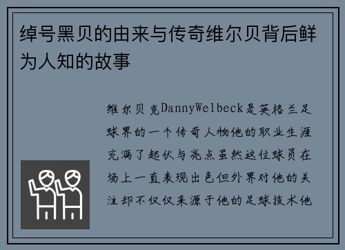 绰号黑贝的由来与传奇维尔贝背后鲜为人知的故事 绰号黑贝的由来与传奇维尔贝背后鲜为人知的故事